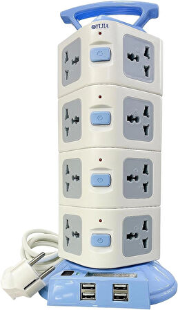OZAKİ Evrensel 16 Girişli Kule Tipi Dönüştürücü Priz Adaptörü, 4000W, Tip G & Tip C Uyumlu, ABD, AB, U.K Uyumlu