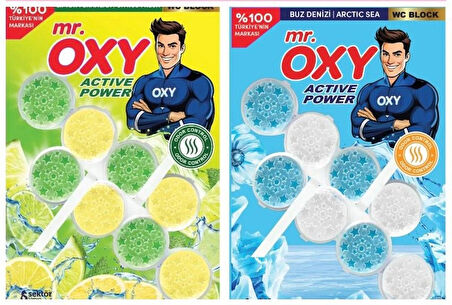 Mr. Oxy Klozet Wc Blok Limon Ferahlığı + Buz Denizi 2*50GR x 2 Adet