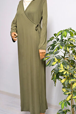 Kadın Yandan Bağlamalı Pamuklu Penye Namaz Elbisesi – 38-48 beden