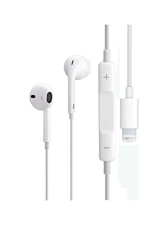 OZAKİ Tüm Apple ve iPhone Modelleriyle Uyumlu Lightning Girişli Mikrofonlu Kablolu Beyaz Kulaklık