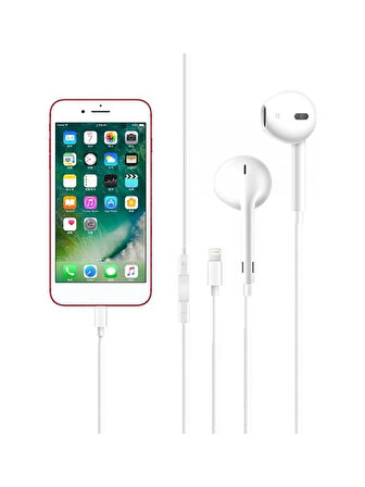 OZAKİ Tüm Apple ve iPhone Modelleriyle Uyumlu Lightning Girişli Mikrofonlu Kablolu Beyaz Kulaklık