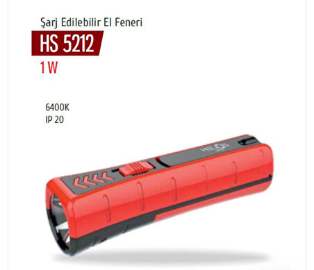 Helios HS-5212 1W Şarj Edilebilir Gemici El Feneri 6400K Beyaz Işık