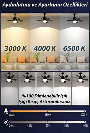 Helios HS-9301 Vega 25W 5 Pervaneli LED Işıklı Tavan Vantilatörü