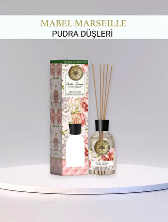 Mabel Marseille Çubuklu Oda Kokusu Pudra Düşleri 100 ml + 500ml Oda spreyi Pudra Düşleri