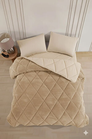 Çift Kişilik Wellsoft Yorgan Uyku Seti - Lastikli Çarşaflı 2 Yastık Kılıflı Çift Kişilik Uyku Seti