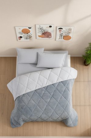 Tek Kişilik Wellsoft Yorgan Uyku Seti - Lastikli Çarşaflı Yastık Kılıflı Tek Kişilik Uyku Seti
