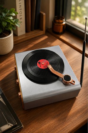 Meier MD-1217BT Gri Nostaljik Görünümlü Bluetooth Hoparlör ve 3 Bantlı Şarjlı Radyo