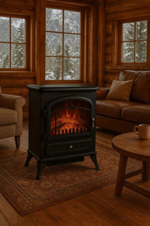 Carboon ND-180 Elektrikli Şömine Soba | Ayaklı Dekoratif Isıtıcı & Alev Efekti