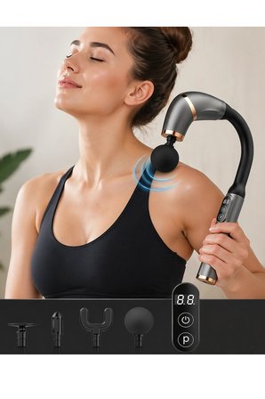 Auhma Amg16 Ergonomik Uzun Saplı Vücut Masaj Aleti - 4 Başlıklı Fonksiyonel Masaj Seti