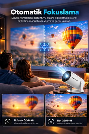 Harvox HY300 Pro Ultra HD Taşınabilir Mini Projeksiyon Cihazı  Döner Başlıklı Akıllı Ev Sinema Sistemi