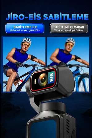 Glr L19 4K Ultra HD Wi-Fi Vlog Kamerası 180 Dönebilir Lens, 6 Eksenli Sarsıntı Önleyici (Gimbal Destekli)