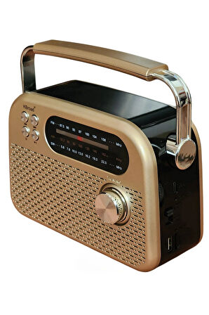 KBroad KTF-2026 Sarı Full Band Radyo - Nostaljik Görünümlü, DC Şarjlı, Güçlü Ses Çıkışlı