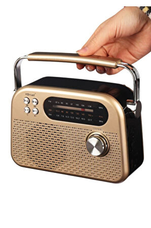 KBroad KTF-2026 Sarı Full Band Radyo - Nostaljik Görünümlü, DC Şarjlı, Güçlü Ses Çıkışlı