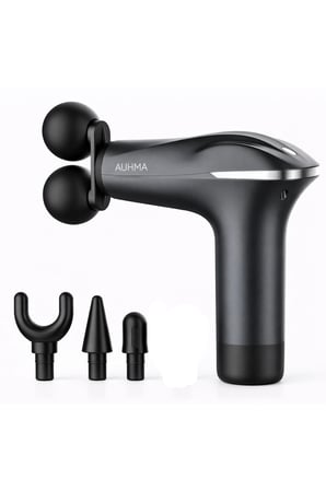 Auhma Amg18 Çift Başlıklı Şarjlı Masaj Tabancası - 6 Kademeli 3200 RPM Titreşimli Masaj Aleti