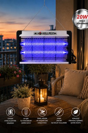 Glr KF-6020 Sinek Öldürücü Lamba Uv Işıklı 20W Elektrikli Sivrisinek Tuzağı Işıklı Cihaz