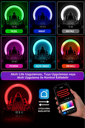JRL NL20 Akıllı Volkanik Lambası - Bluetooth Hoparlör, Uygulama Kontrollü RGB Gece Lambası ve Çalar Saat