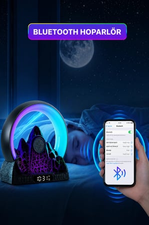 JRL NL20 Akıllı Volkanik Lambası - Bluetooth Hoparlör, Uygulama Kontrollü RGB Gece Lambası ve Çalar Saat