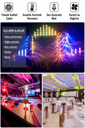 Hepu FB-4130 Mantar Sahne Işığı 60W DMX512 RGBW LED & 100MW Yeşil Lazerli Robot Işık Sistemi