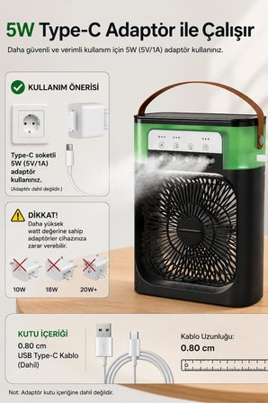 blic bwfn10 siyah sulu fan masa üstü mini klima vantilatör nemlendiricili soğutucu fan 600ml