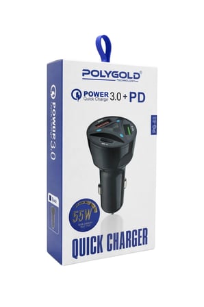 Polygold PG-88 55W Hızlı Araç Şarj Cihazı -Çift Çıkışlı Type-C ve USB