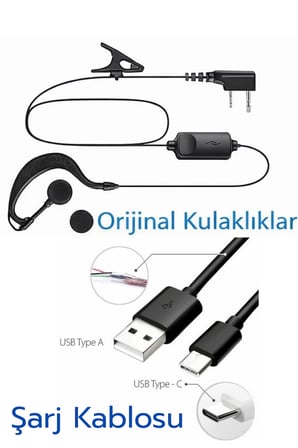 Glr BF-888S UHF El Telsizi - 1500 mAh Batarya,  El Fenerli 16 Kanal 2 Adet