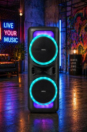 Hepu HP-118 8 İnç Bluetooth Partybox Hoparlör - 15W Işıklı, Mikrofonlu Ses Sistemi
