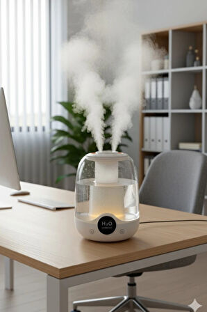 Glr K07 Çift Spreyli Ultrasonik Sessiz Hava Nemlendirici ve Gece Lambası | 3L Kapasite