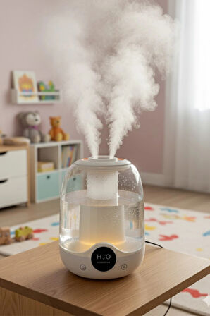 Glr K07 Çift Spreyli Ultrasonik Sessiz Hava Nemlendirici ve Gece Lambası | 3L Kapasite