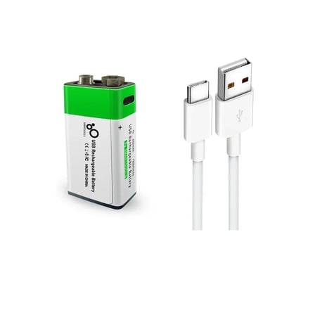 Type-c Şarjlı Li-ion 9V 650mAh Pil