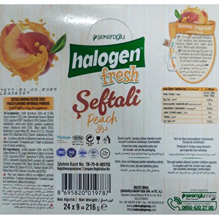 Şekeroğlu Halogen Şeftali İçecek Tozu 9 Gr *24