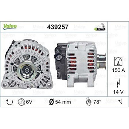 Psa Alternator Expert P307 P206 P306 Berlingo C5 P406 Xantıa 2,0hdi 12v 150 Amper - Valeo 439257