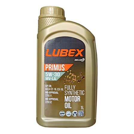 Lubex Primus MV-LA 5W-30 1 Lt Tam Sentetik Motor Yağı