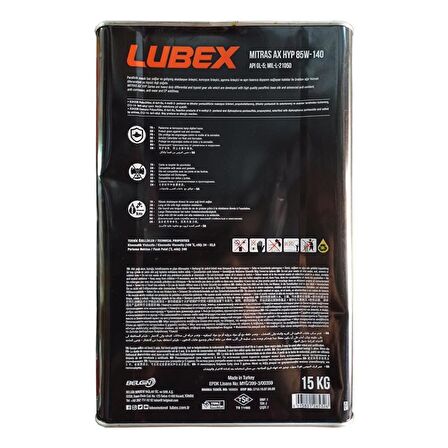 Lubex Mitras AX HYP 85W-140 15 KG Diferansiyel ve Dişli Yağı