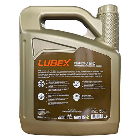 Lubex Primus SV-LA 0W20 5 Lt VW 508 00 509 00 Onaylı