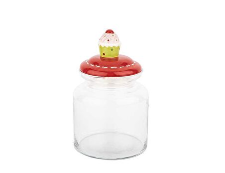 Tantitoni Cupcake Vakumlu 1085 ml Cam Kavanoz Kırmızı