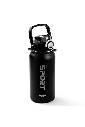 OKADI SPORT PİPETLİ SİYAH PASLANMAZ ÇELİK TERMOS 1.3L