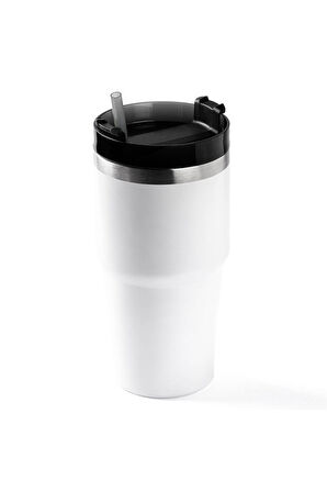 PABLO BEYAZ PASLANMAZ ÇELİK PİPETLİ TERMOS BARDAK 600ML