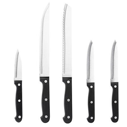 Tantitoni 5 Parça Siyah Saplı Bıçak Seti SOFT BCK24002SET5S