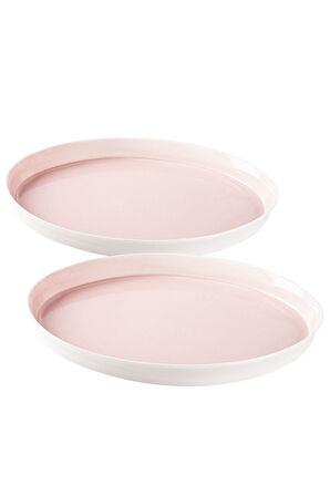 Tantitoni Space Pembe Porselen İkili Pasta Tabağı Seti 16.8cm (8695835416045)