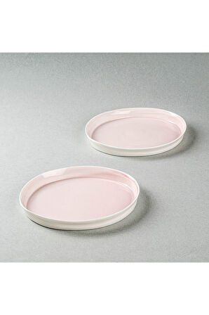 Tantitoni Space Pembe Porselen İkili Pasta Tabağı Seti 16.8cm (8695835416045)