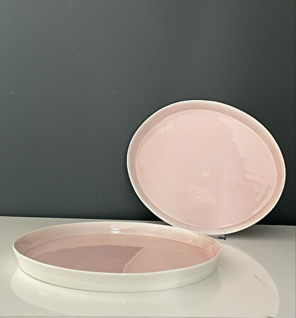 TANTİTONİ SPACE PEMBE PORSELEN 2 Lİ SERVİS TABAĞI SETİ 28 CM