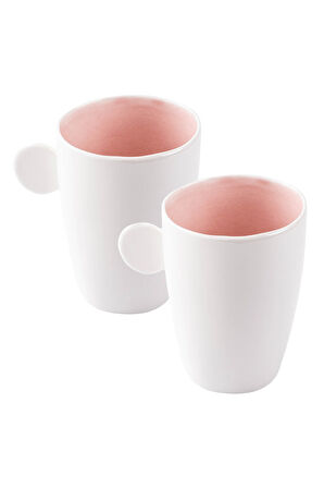 Tantitoni Round Pembe Porselen İkili Kupa Seti 220ml (8695835416151)