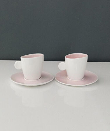 TANTİTONİ ROUND PEMBE PORSELEN 2 Lİ FİNCAN SETİ 90 ML