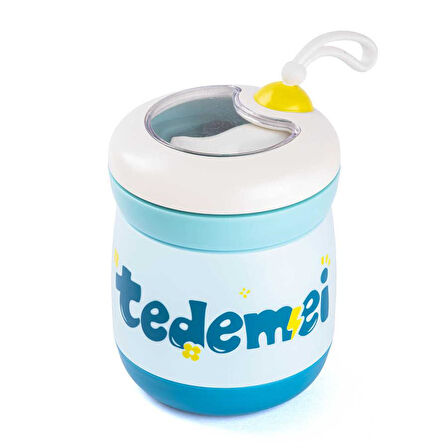 TANTİTONİ TEDEMEI MAVİ PASLANMAZ ÇELİK KAŞIKLI YEMEK TAŞIMA KABI 450 ML