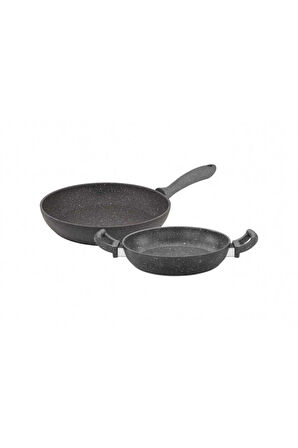 Tantitoni Granit 2li Tava Ve Sahan Seti 28/20 Cm Gri HERCUL GRSET2028G
