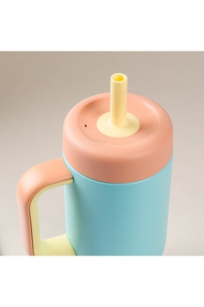 Tantitoni Mavi Paslanmaz Çelik Pipetli Mini Termos Bardak 550ml