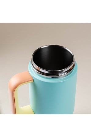 Tantitoni Mavi Paslanmaz Çelik Pipetli Mini Termos Bardak 550ml