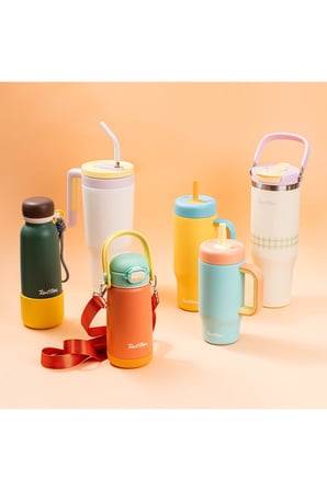 Tantitoni Mavi Paslanmaz Çelik Pipetli Mini Termos Bardak 550ml