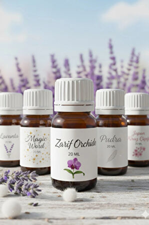 Uçucu Yağ Hava Nemlendirici Kokusu 20 ML 5 Li Set Lavanta / Japon Kirazı / Pudra / Magic Word /Zarif Orchıde