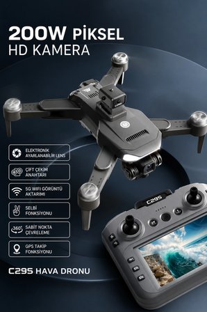 XZCYRC C29S GPS Kameralı Katlanabilir Drone Engel Engelleyici HD Kamera Ekranlı Kumanda